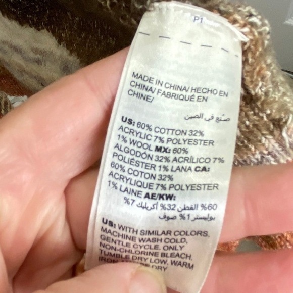 Chico's Brown Orange Ombre Knit Waterfall Cardigan Cotton Wool Boho‎ Autumn Sz 1 - Picture 5 of 8